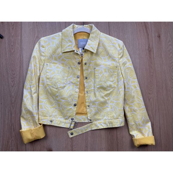 Versace Jeans Couture Yellow Baroque Print Jacket – Made in Italy –44 (8US) - Picture 1 of 9